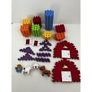 Little Tikes Waffle Blocks Farm Set #641527 Barn Silo Horse Cow Farmer